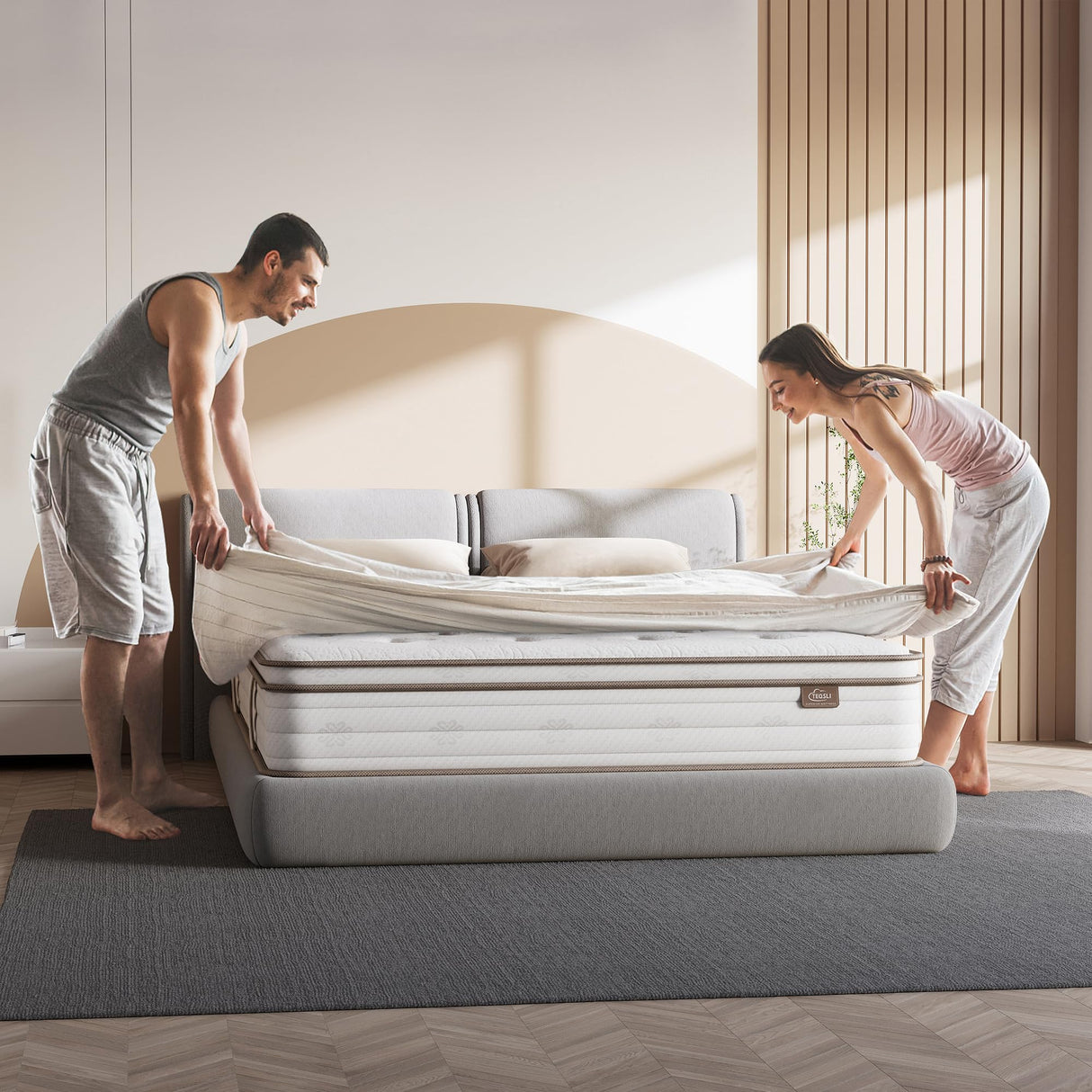 TeQsli Twin Mattress 12 Inch, Sleep Cooler Eggshell Memory Foam and 7 Zone Pocket Innerspring Hybrid Mattress Medium Firm, Twin Bed Mattress in a Box, 100-Night Trial, 10-Year Support TeQsli