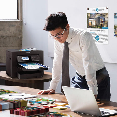 Epson Workforce Pro WF-7840 Wireless All-in-One Wide-Format Printer with Auto 2-Sided Print up to 13" x 19", Copy, Scan and Fax, 50-Page ADF, 500-sheet Paper Capacity, 4.3" Screen,Black Epson