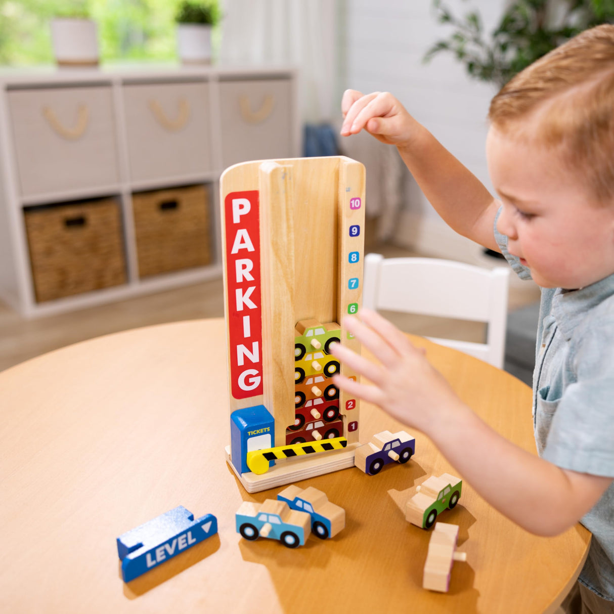 Melissa & Doug Stack & Count Wooden Parking Garage With 10 Cars Melissa & Doug