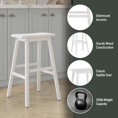 Hillsdale Moreno Wood Backless Bar Height Stool, 29" High, Sea White - WoodArtSupply