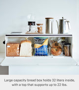 Yamazaki Home Tower Wide Bread Box Keeper Holder Container, Metal Bread Holder Saver, Large Counter Storage - Steel YAMAZAKI
