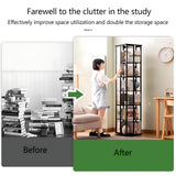 HMBTCRY Rotating Bookshelf, 360 Display Spinning Bookshelf, 6 Tier Rotating Bamboo Bookshelf for Living Room, Bedroom, Study Room (Black) HMBTCRY