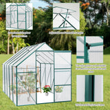 6X10 FT Polycarbonate Greenhouse with Quick Setup Structure, Walk-in Hobby Greenhouse Storage Shed with Sliding Doors and Roof Vent, Sunroom Aluminum Hot House for Outdoor Garden Backyard, Green Yayzy
