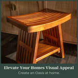 Curved & Durable Teak Shower Bench That Doubles As Teak Shower Stool & Teak Shower Seat. A Great Shower Chair for Inside Shower - Fully Assembled - 18inches - Mikha The Teaky Hut