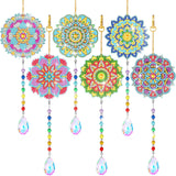 Yeaqee 6 Pcs Thanksgiving Fall Diamond Art Kits Sun Catcher Maple Leaves Wind Chimes Diamond Painting Double Sided Kits for Adults Autumn Hanging Ornament for Adults DIY Craft(Mandala) Yeaqee