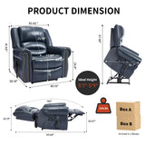 Dual Motor Power Lift Chair, Lay Flat Recliner Chair, Electric Recliner with Massage and Heat for Elderly, Remote Control, Infinite Position, Standing Assistance, USB Ports (Blue, Genuine Leather) Trustyue