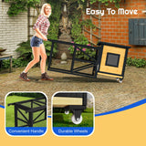 TIMHAKA 71'' Chicken Coop with Wheels, Outside Chicken House for 2-3 Chickens, Outdoor Wooden Mobile Duck Coops with Run & Waterproof Asphalt Roof, Removable Tray for Backyard Poultry Pet Hutch TIMHAKA