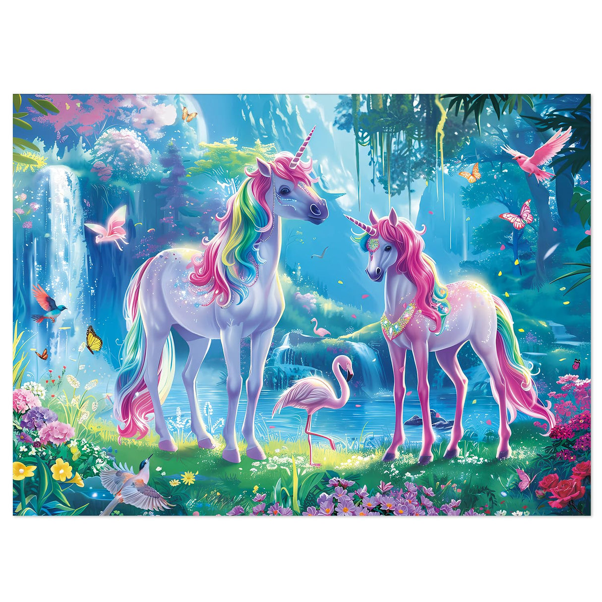 Fishwisdom 200 Pieces Jigsaw Puzzles for Adults and Teens and Kids Family Happy Games Princess Unicorns World for Girls (Unicorns' Rainbow Play) fishwisdom