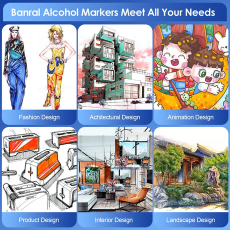Banral 60 Colors Alcohol Markers Set, Dual Tip Alcohol Based Art Marker for Artists Kids Adult Coloring, Permanent Illustration Sketch Pens for Drawing with Case and Holders Banral