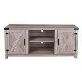 ROCKPOINT 58inch Barn Door TV Stand Entertaiment Media Console Center Industrial Style , Grey Wash ROCKPOINT