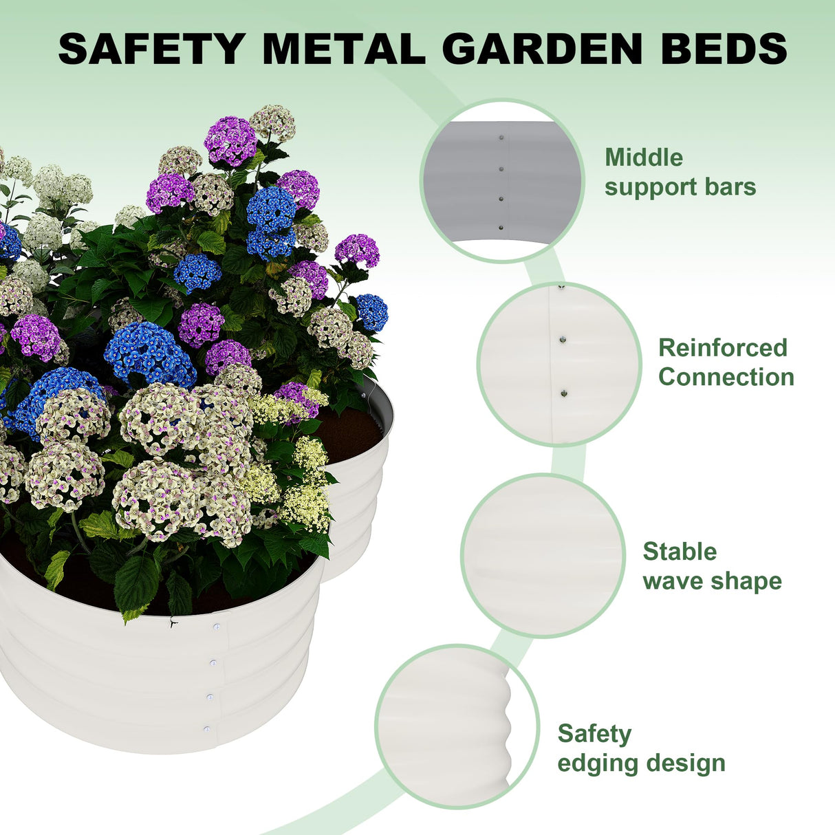 2 Pack Galvanized Raised Garden Bed – 4x4x1ft Raised Beds-Coated Metal Planter Box with Floral Edge, Easy Assembly Rust-Resistant Outdoor/Indoor Garden Box for Vegetables, Flowers, Herbs, White GarveeHome