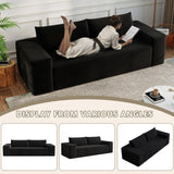 HZANHY 63" Loveseat Sofa, Boneless Loveseats for Living Room, No Assembly Required Corduroy Love Seat for Small Spaces, Bedroom, Apartment, Office, Black HZANHY
