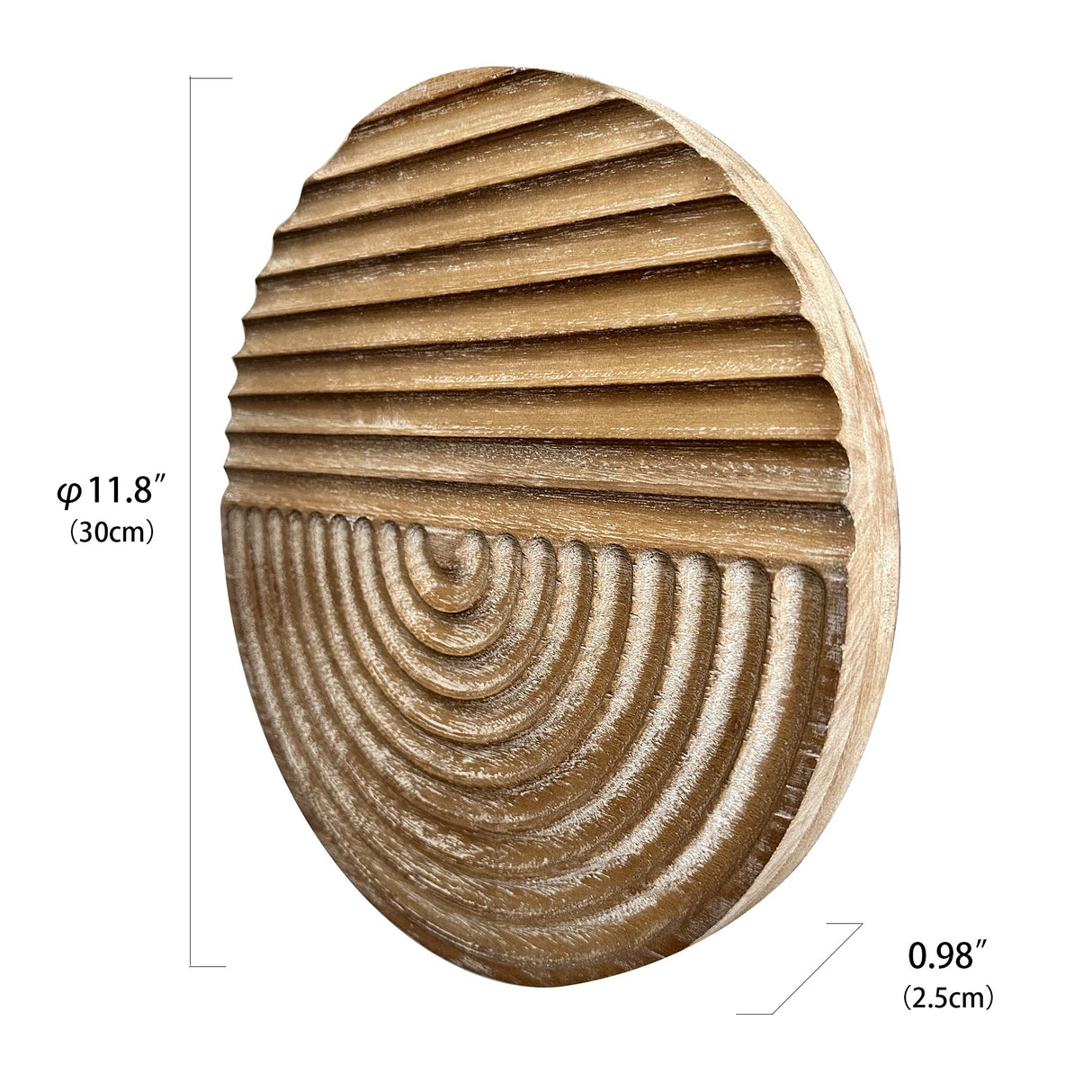 Musanpou Hand-carved Wood Wall Decor featuring Artistic Round Design for Farmhouse and Country-style Interiors | Wall Art Decoration | 11.8 inches x 11.8 inches (Natural) Musanpou