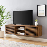 Modway Render 60" Mid-Century Modern Wall Mount Media Console TV Stand, 60 Inch, Walnut Modway