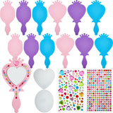 Liliful 12 Pack Princess Foam Mirror Kits Decorate Your Own Princess Mirrors Party Supplies Kids Unbreakable Toy Crafts for Girls Party Favors Birthday DIY Decorations (Pink, Purple, Blue,Cute) Liliful
