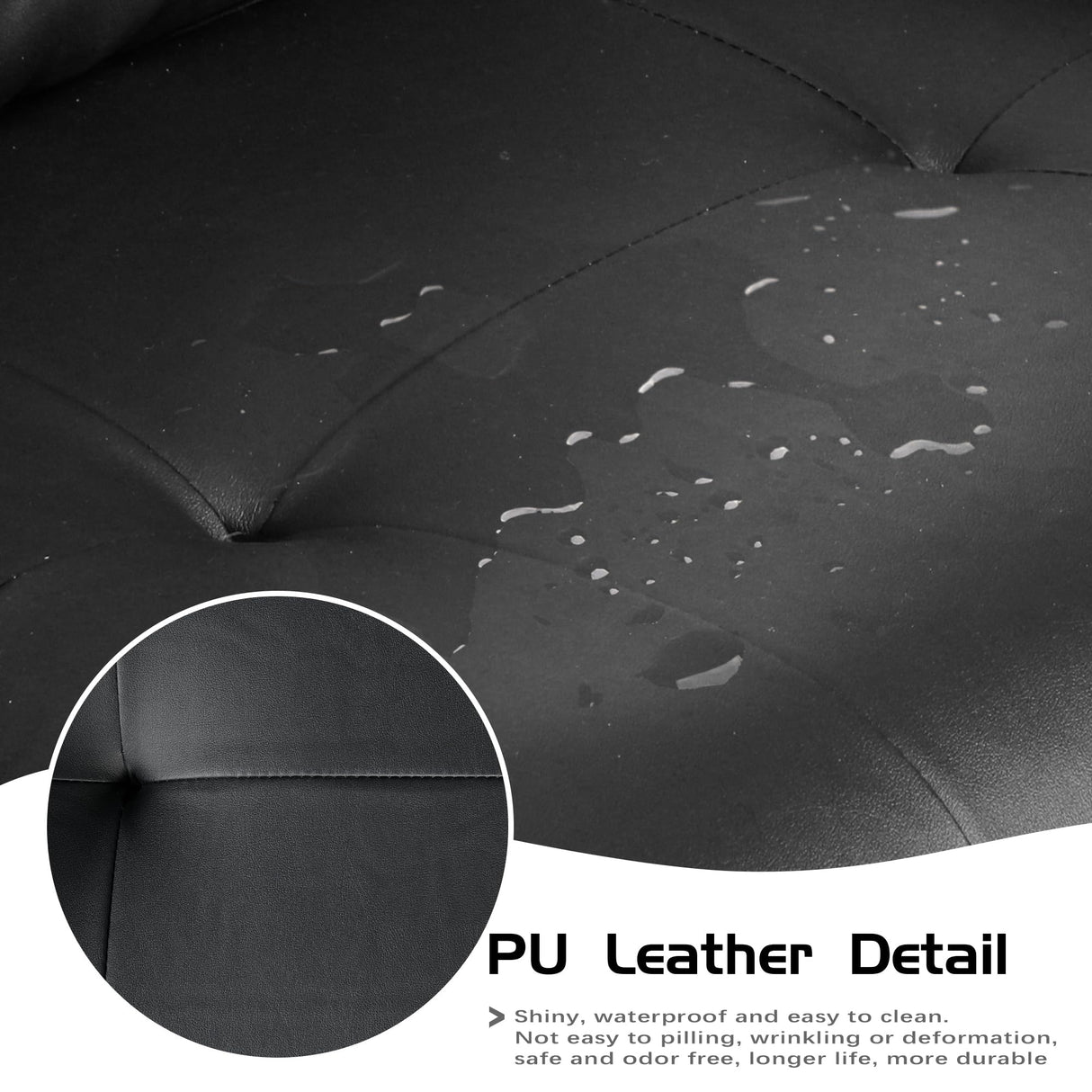 VAMEPOLE Sofa Couch, 60" Loveseat Sofa for Living Room, Mid Century Mini Black Couch, Tufted Leather Love Seat Furniture, Comfy Office Sofa 2 Seat, Small Couches for Small Spaces, Bedroom, Apartment VAMEPOLE