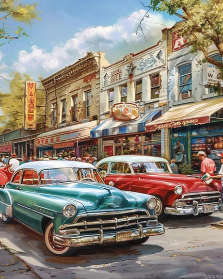 QACEYID Classic Cars Paint by Numbers Kit for Adults, Modern Paint by Number on Canvas, Abstract Art Digital Oil Painting Kits Suitable for Home Wall Decoration Gift 16"x20" QACEYID