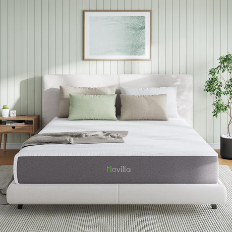 Novilla Mattress Queen Size, 10 Inch Foam Mattress Queen with Bamboo Charcoal Foam for Cool Sleep & Pressure Relief & Motion Isolation, Mattresses in a Box, Medium Firm Novilla