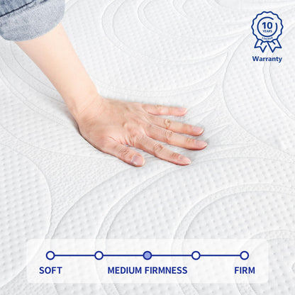 Olee Sleep Full Mattress, 10 Inch Gel Memory Foam Mattress, Gel Infused for Comfort and Pressure Relief, CertiPUR-US Certified, Bed-in-a-Box, Medium Firm, Grey, Full Size