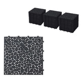 60 Pcs Floor Tiles, Pebble Pattern Plastic Interlocking Deck Tiles, 12" x 12" Patio Tile Outdoor Interlocking All Weather, Outdoor Waterproof Flooring for Bathroom Shower, Balcony, Porch, Black cloblane