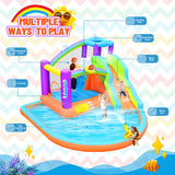Easyair Inflatable Bounce House Water Slide for Kids, Rainbow Cloud Splash Pool, Indoor Or Outdoor Bouncy Castle, Climbing Wall, 2 Basketball Hoops, Jumper Included 470W Blower Easyair