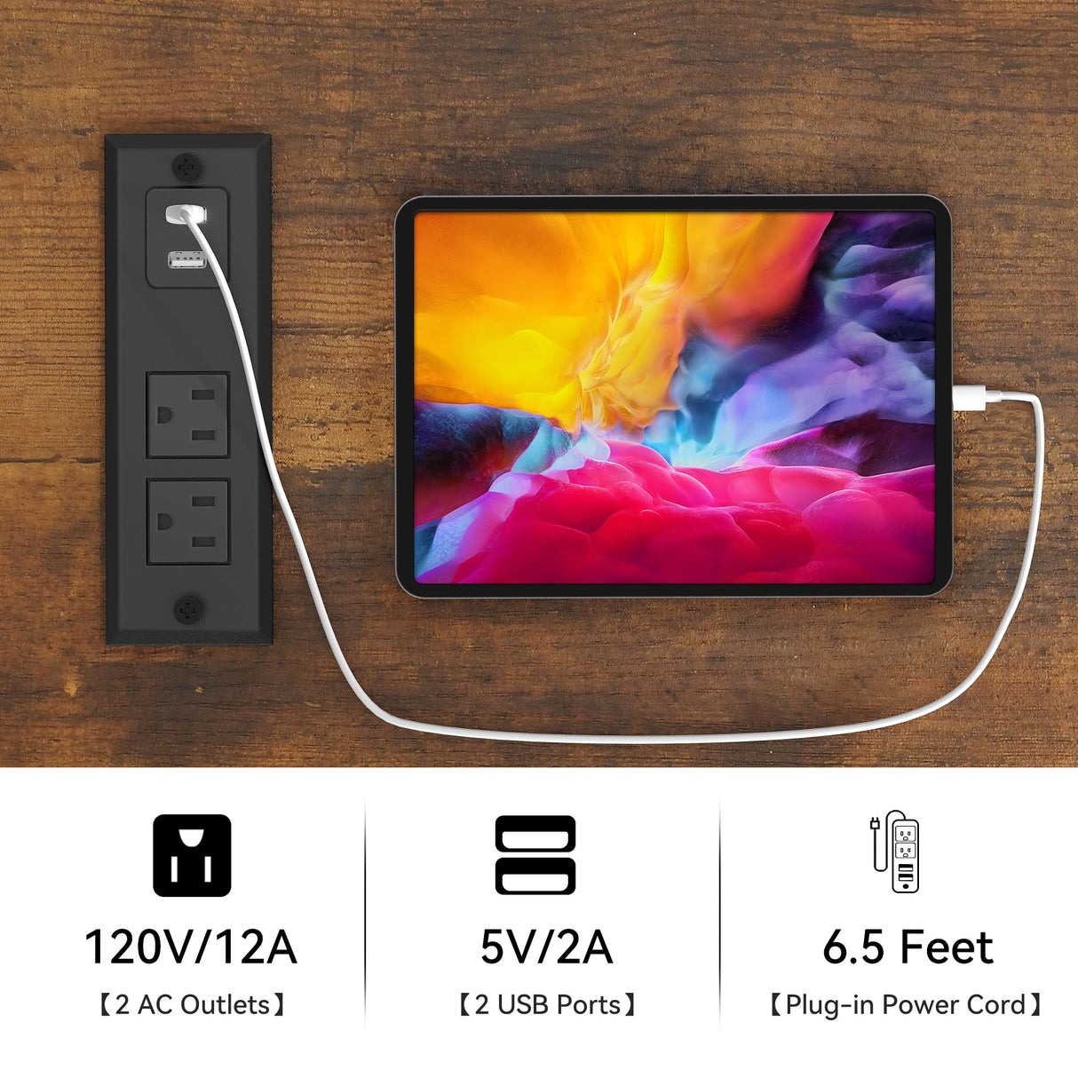 YITAHOME 47" Rustic Brown Wine Cabinet with LED Lights and Power Outlets YITAHOME