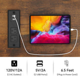 YITAHOME 47" Rustic Brown Wine Cabinet with LED Lights and Power Outlets YITAHOME