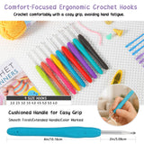JC CRAFT Deluxe Beginner Crochet Kit – 116-Piece Set with 20 Yarns, Ergonomic Hooks, Accessories, Book for Beginners & Online Tutorial – DIY Starter Kit for Adults & Kids with Purple Bag & Case JC CRAFT