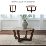 Signature Design by Ashley Tanidore Casual Solid Mango Wood Coffee Table with Marble Top, Dark Brown & Beige Signature Design by Ashley