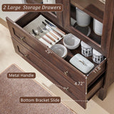 IFGET 71" Tall Arched Kitchen Pantry Cabinet, Wood Kitchens Storage Cabinets with 2 Large Drawers and Adjustable Shelves, Modern Farmhouse Versatile Cupboard for Kitchen, Dining Room, Bathroom, Brown IFGET