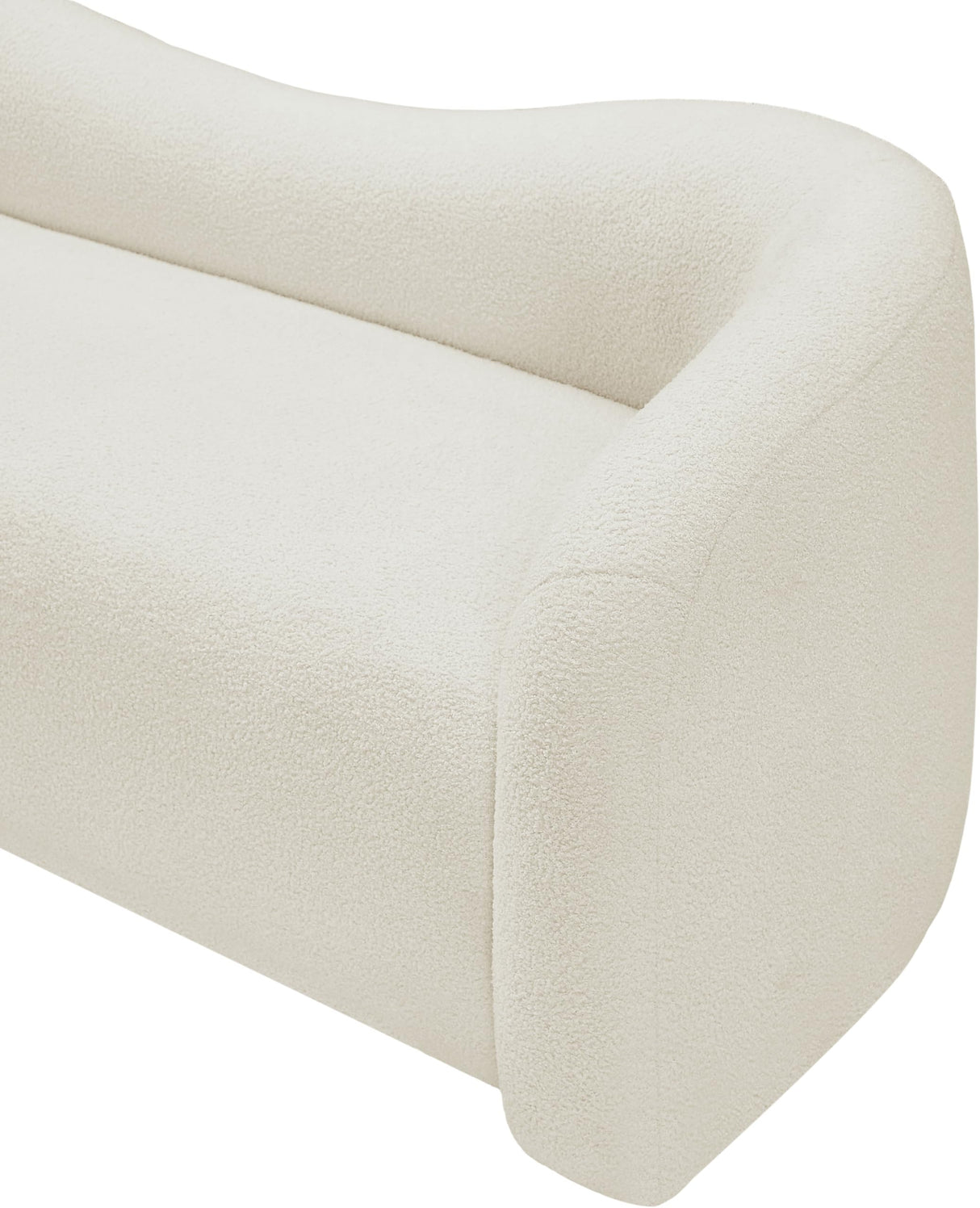 Meridian Furniture 186Cream-S Kali Collection Modern | Contemporary Sofa with Soft Cream Faux Shearling Teddy Fabric, Curved Back, 86" W x 33" D x 27" H, Cream Meridian Furniture