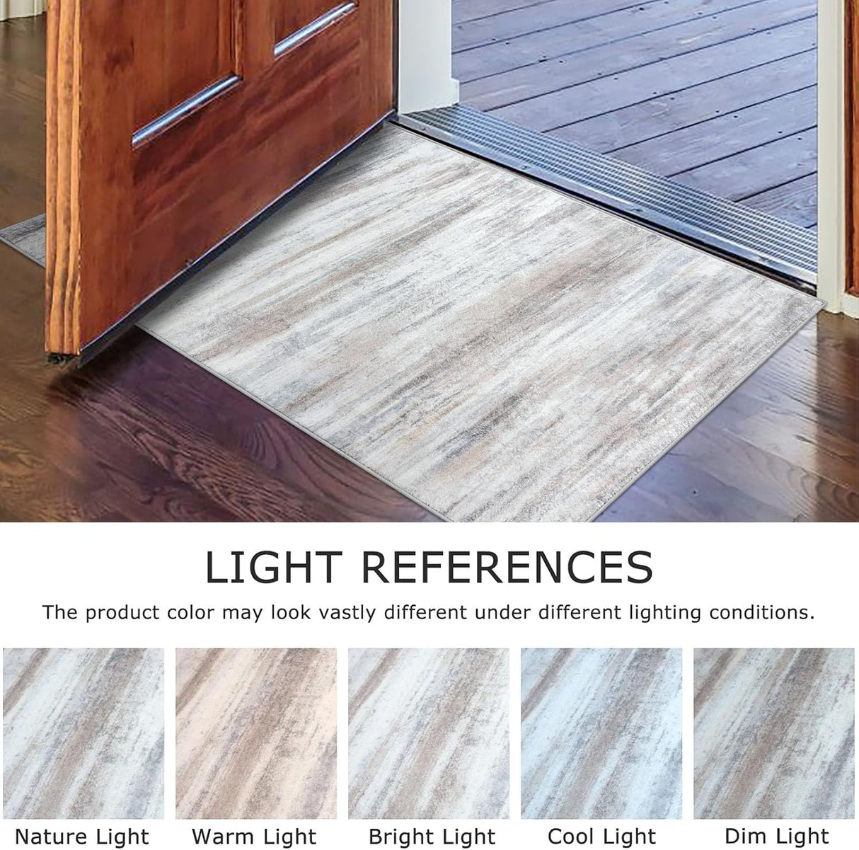 KOZYFLY Modern Abstract Kitchen Runner Rug, 2x6 Washable Rug Runner Non-Slip Soft Striped Hallway Runner Rugs, Beige Print Distressed Carpet Runner for Entryway Bathroom Laundry Room Foyer KOZYFLY