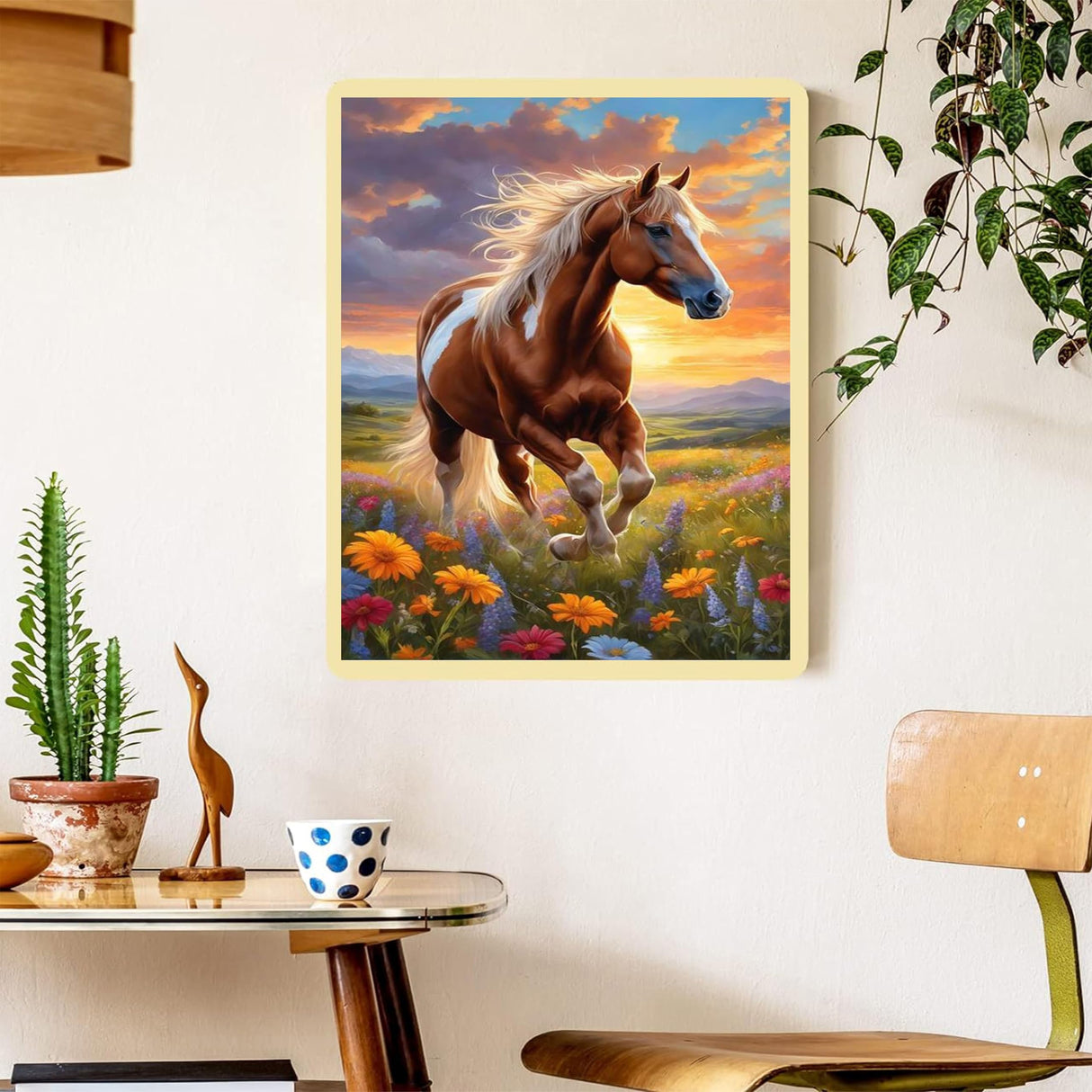 Horse Paint by Numbers for Adults with Framed Canvas-with Wooden Easel,Paint by Number on Canvas Animals,DIY Acrylic Oil Painting Kits with Brushes Nice Gift Box for Home Wall Decor(12x16inch) xackcme