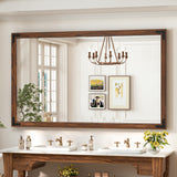 TokeShimi 60x36 Inch Rustic Wooden Framed Bathroom Mirror Over Sink, Pine Wood for Farmhouse Mirror, Water-Proof, French Cleats Installation, HD-Reflection and Shatter-Proof Glass TokeShimi