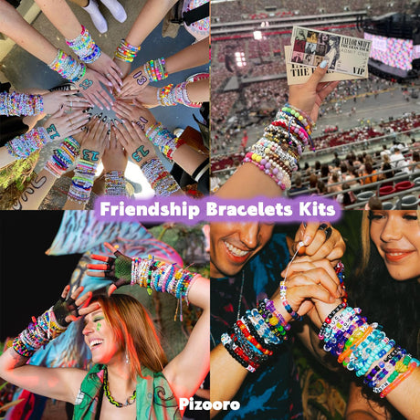 Pizooro Bracelet Making Kit 2400 Pcs Bracelet Beads, 56 Colors Pony Beads in Bead Organizer, 1400 Kandi Beads + 1000 Letter Beads, Jewelry Craft Supplies for Friendship Bracelets, DIY Gifts for Teens Pizooro