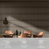 HOMCOM 4 Pack 3D Faux Wood Wall Panels, 24" x 24" Sound Absorbing Acoustic Panels, Wood Slat Wall Panels for Interior Wall Decor, Ceiling, Walnut HOMCOM