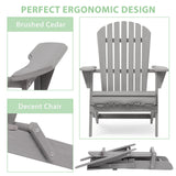 Outdoor Wooden Folding Adirondack Chair with Pre-Assembled BackRest, Wood Patio Chair for Garden Backyard Porch Pool Deck Firepit SoliWood