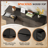 WLIVE 9 Drawer Dressers, Modern Large Wood Dresser Chest for Bedroom Organize with Sturdy Metal Handle, TV Stand for 75 inch TV, Living Room Office, Hallway, Ball Bearing Slide, Black (63" W) WLIVE