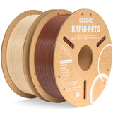 ELEGOO Rapid PETG Filament 1.75mm Beige & Brown 2KG, High Speed 30-600mm/s 3D Printer Filament Dimensional Accuracy +/- 0.02 mm, 1kg Cardboard Spool(2.2lbs) Fits for Most FDM 3D Printers ELEGOO