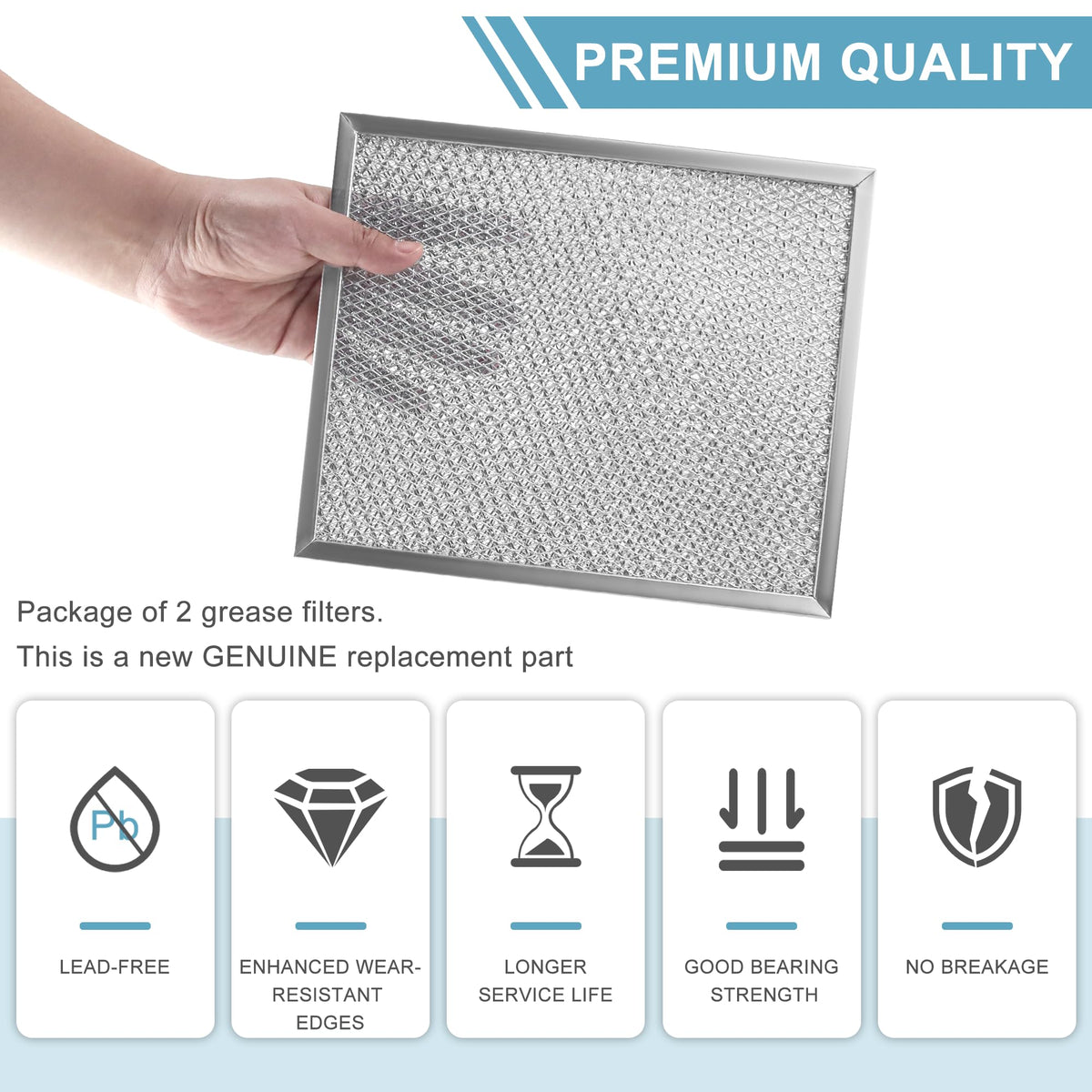 2 Pack Aluminum Range Hood filter 97006931 Replacement for Bro-an Nu-tone Range Hood Grease Filter PART#S97006931 (10-1/2 x 8-3/4 in) BP29, 88150, 99010121 by AMI PARTS AMI PARTS