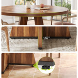 LITTLE TREE Round Dining Table for 4-6 People, 47 Inches Dining Room Table with Wooden Pedestal Base, Brown Dinner Tables, Circle Kitchen Tables for Dining Room, Kitchen, Living Room(Table Only) LITTLE TREE