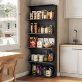 LITTLE TREE 5-Tier Bookcase, 70.8" Tall Open Bookshelf with Unique Curved-Edge Design, Modern Display & Storage Rack, Floor Standing Shelves for Home Office, Living Room, Bedroom, Studies, Black LITTLE TREE