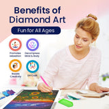 Modern Merch Sunflower Diamond Art Kits for Adults, Sunset Landscape 5D Diamond Painting for Adults, DIY Sunflower Wall Art Cross Stitch Kits, Full Round Drill 12x16in Modern Merch