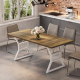 GarveeHome 70.8 Inch Dining Table 6-8 Person, Kitchen Table with Heavy Duty Metal Legs, Farmhouse Dining Room Table for Kitchen, Living Room GarveeHome