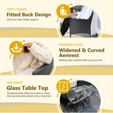 Devoko Outdoor Patio Loveseat Modern Rattan 2-Seat Patio Conversation Set with Cushions & Built-in Coffee Table Porch Furniture for Garden Lawn Backyard (Beige) Devoko