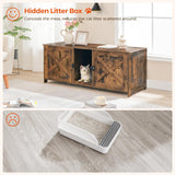 MAHANCRIS Cat Litter Box Enclosure for 2 Cats, 47.2" Hidden Cat Litter Box Furniture with Double Room, Wooden Cat Washroom with Scratching Board, Indoor Cat House End Table, Rustic Brown CWHR1201 MAHANCRIS