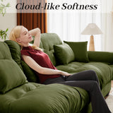 94" Modular Sectional Sofa,Velvet Upholstered Couches for Living Room,3 Seater Green Sofa Couch with Movable Ottoman,Big Comfy Loveseat Sofa with Deep Seats for Living Room,Apartment,Bedroom Wunlerlant