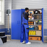 Yizosh Metal Garage Storage Cabinet with 2 Doors and 5 Adjustable Shelves - 71" Steel Lockable File Cabinet,Locking Tool Cabinets for Office,Home,Garage,Gym,School (Gray Blue) Yizosh