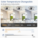 LEDIARY 20" Modern Ceiling Fans with Lights and Remote, Dimmable Low Profile Ceiling Fan, Flush Mount Ceiling Fan, Stepless Color Temperature Change and 6 Speeds - Black LEDIARY