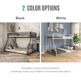 Furniture of America Dravenor Modern Metal Twin Over Full Low Profile Bunk Bed with Reversible Ladder and Twnty-Two Slats, No Box Spring Required, for Kids, Bedroom, Dorm, Black Furniture of America